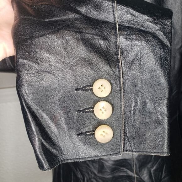 Cole Haan Soft Leather Raw Hem Blazer Size 6 - Picture 4 of 8